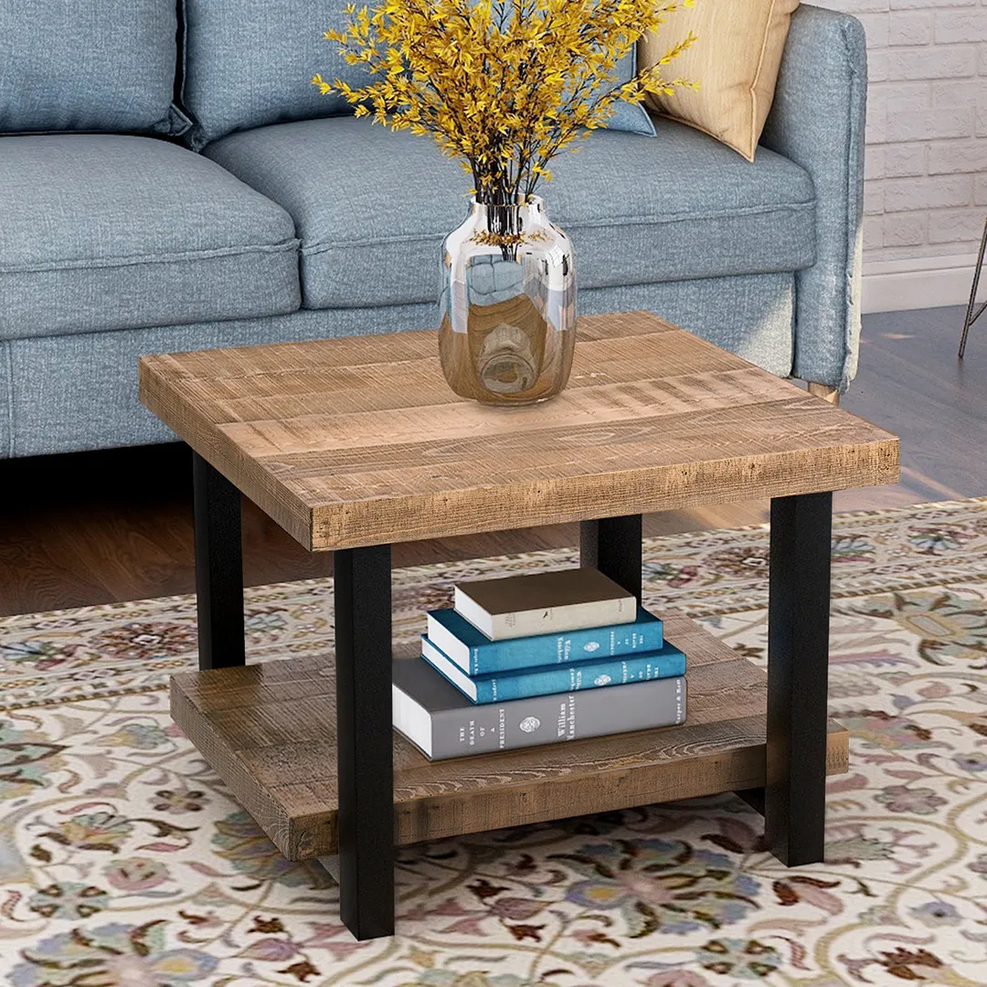 High Quality Furniture Rustic Antique Wooden Coffee Side Table With Storage