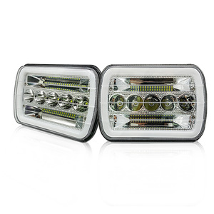 Cross-Border Explosions 7-Inch <strong>LED</strong> Headlights Modified Two-Color Aperture with <strong>5</strong> Beads and 6000K Color Square Spotlight - Product Image 1