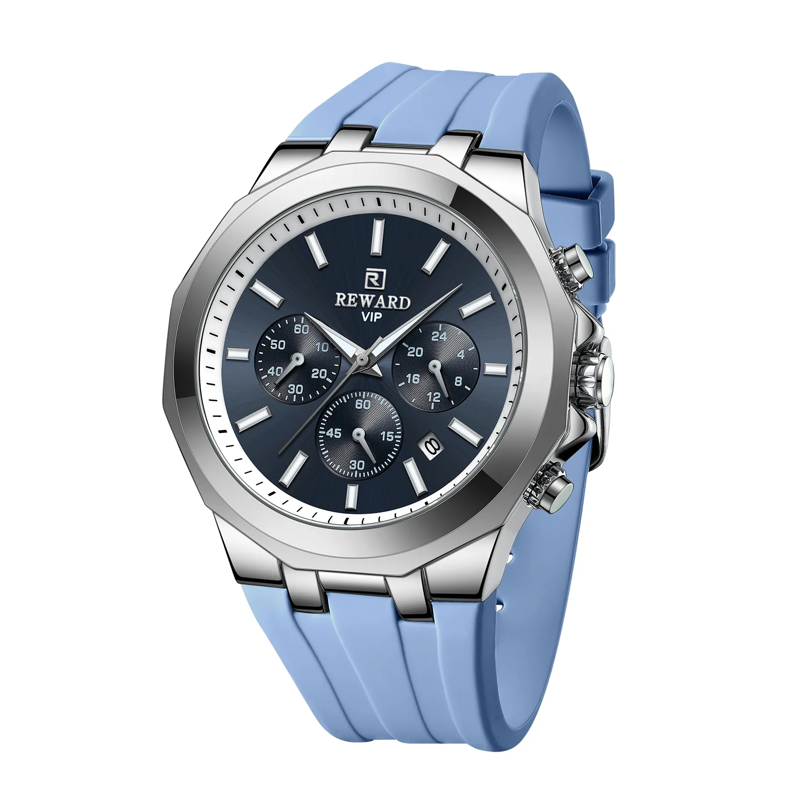 Relógio personalizado Recompensa Best Selling Produto Moda Azul Silicone Relógio Para Homens Luxo Relogio masculino