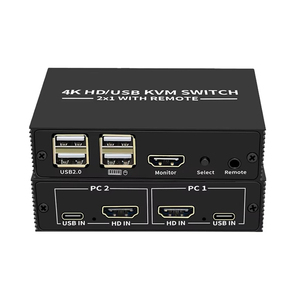 4端口HDMI 2.0 KVM交换机4x1 2x1 USB KVM切换器2进1出4端口-用于2 4 pc共享显示器鼠标键盘打印机的USB集线器 - Product Image 6
