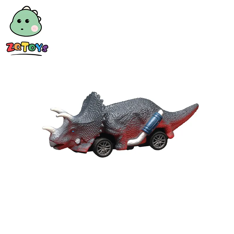 Zhiqun DIY Pinta tu propia pintura dinosaurio juguete tirar hacia atrás juguetes de coche, paquete de 6 Dino juguetes, juegos de dinosaurios con T-Rex juguetes para niños vehículo C