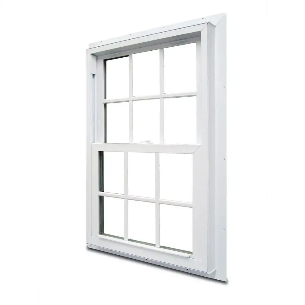 Écran de fenêtre en vinyle noir à Double suspension, cadre et vitre en verre, fenêtre suspendue en pvc