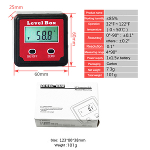 Mini Inclinómetro de medidor de nivel de luz trasera LCD digital - Product Image 6