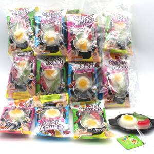 热销休闲食品软糖果味搞笑煎蛋形状快餐软糖果冻布丁儿童糖果玩具