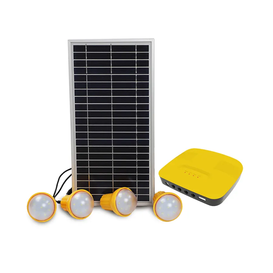 8W 4 Lampu Off Grid Portabel Surya Sistem Pencahayaan Kecil Rumah Daya Kit LENGKAP Lifepo4 Polysilicon Solar Panel Solusi Daya