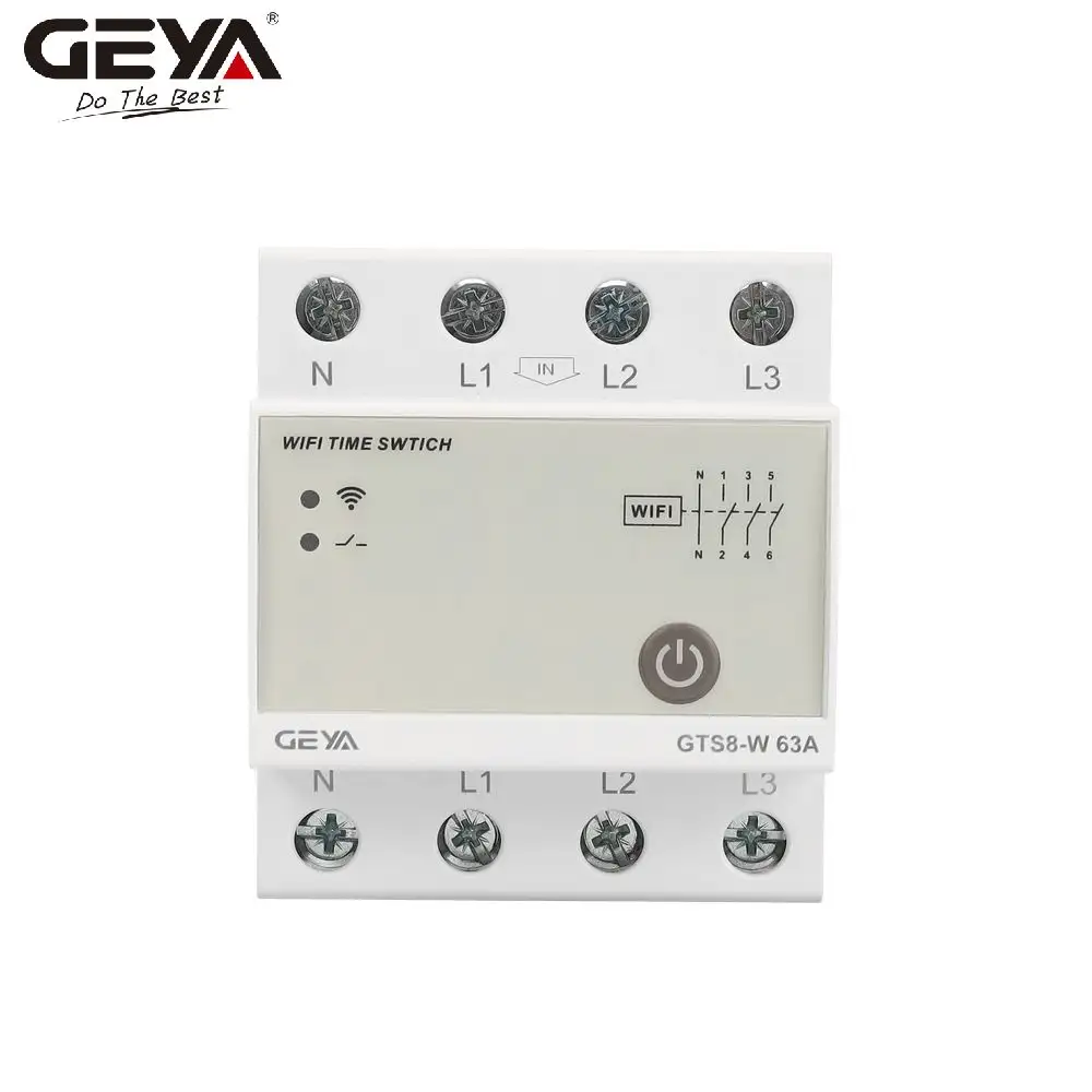 GEYA-Temporizador digital programable para uso diario, GTS8-W 63A 4P, con certificado CE din rail 220V, CA, WiFi, temporizador