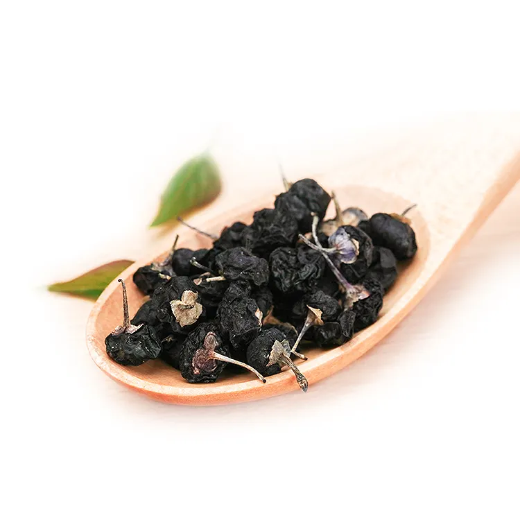 फैक्टरी सीधे उच्च गुणवत्ता वाले हर्बल सूखे काले गोजी बेरी काले वुल्फबेरी काले बेरी फल की आपूर्ति करती है