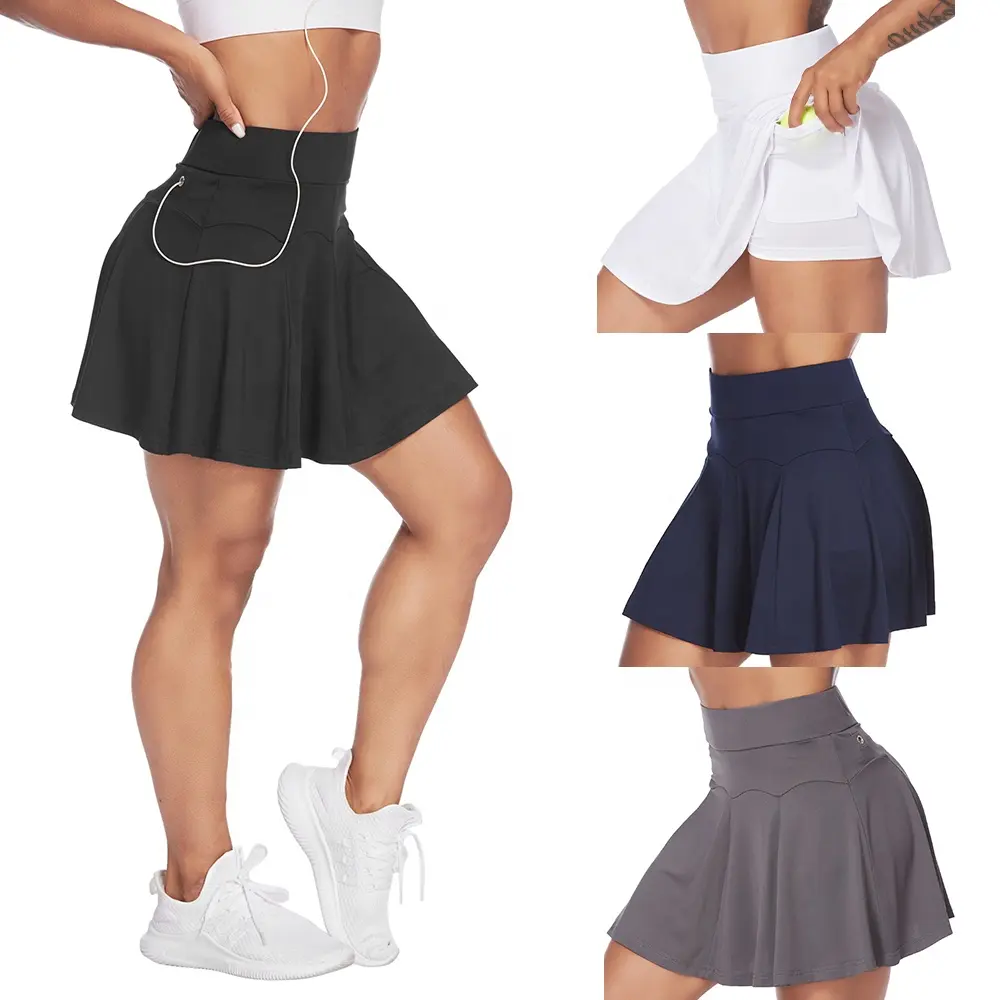 Golf Saias Esportivas Shorts Mulheres Saia De Tênis com Bolso Saias De Tênis Plissadas para Meninas Two Piece Sportswear Print Adultos