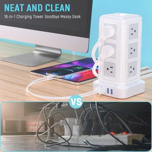 立式智能塔式电源灯带扩展插座4 <span class=keywords><strong>USB</strong></span>端口适配器多功能电气带开关