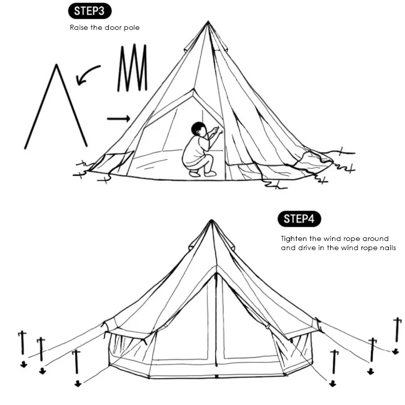 Tente de luxe en toile de coton de mongolie 3x3M, grand espace, Camping voyage toutes saisons