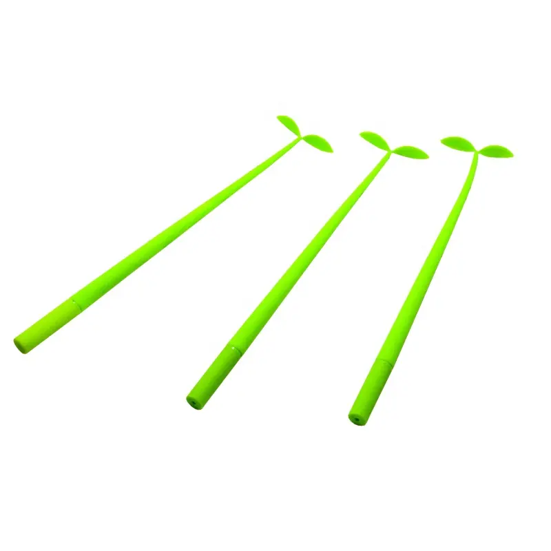 Penne gel kawaii da 0.5mm con germogli verdi di erba fresca penna a inchiostro gel in silicone carino personalizzato per la scuola dell'ufficio e la promozione
