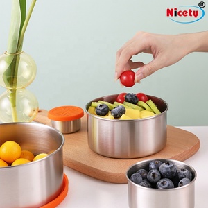 Contenedor de alimentos hermético apilable, de acero inoxidable, con tapa de silicona de colores 304, cajas de almacenamiento apilables