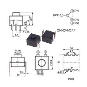8008-214F 4-Pin PCB basmalı düğme anahtarı-PCB, kontrol panelleri için dokunsal el feneri anahtarı - Product Image 5