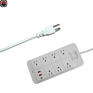 批发美国标准电源插头插座，带7个交流插座和2个Usb a型插座电源条OEM品牌酒店
