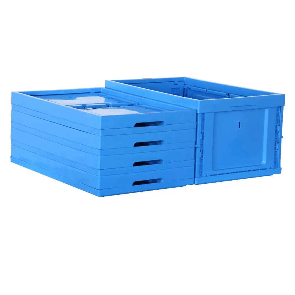 Heavy Duty 58L high strength space saving plastic folding box for wholesale