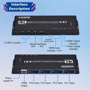 4K 30Hz HDMI多查看器4x1计算机4进1出四路无缝HDMI KVM开关多查看器视频切割分段切换器 - Product Image 5
