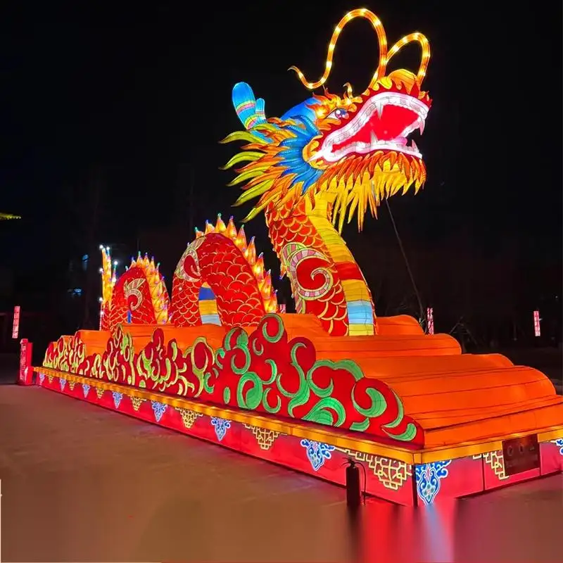 맞춤형 중국 실크 드래곤 랜턴 축제 장식 중국 봄 중가을 쇼핑몰 광장 파티 장식