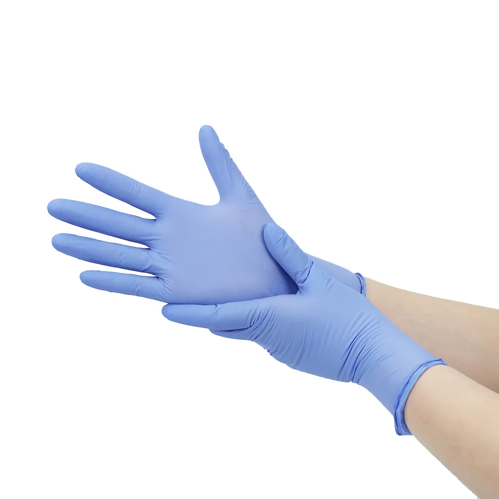 Guantes desechables de nitrilo azul hielo para examen médico, a precio de fábrica, para trabajo con pantalla táctil, disponible en EE. UU.