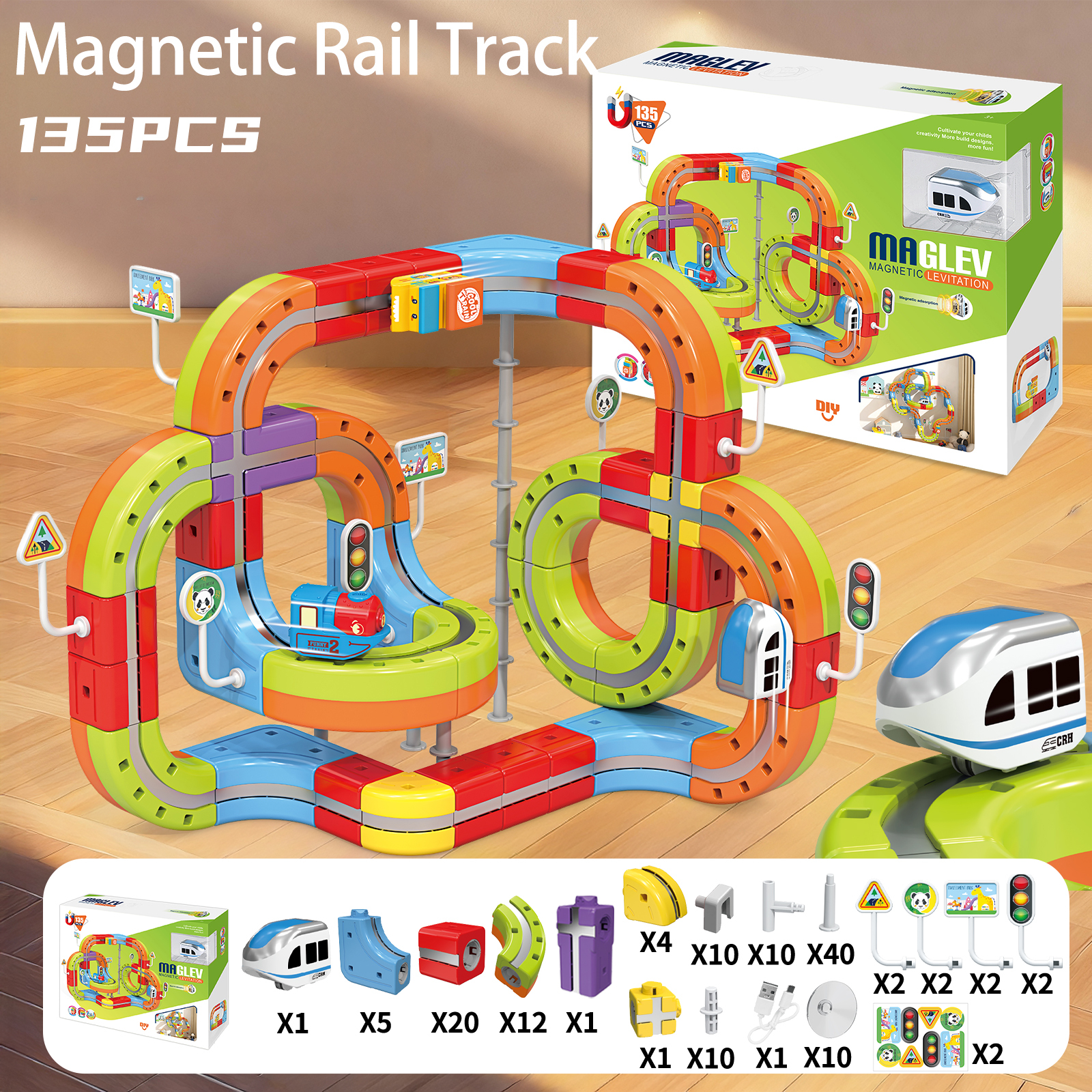 Coche de pista magnética (135PCS)