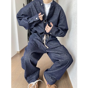 11 oz ağır Denim tek parça kot Retro bahar ilham katı desen dokuma gevşek Fit rahat tarzı tüm maç tasarım - Product Image 1