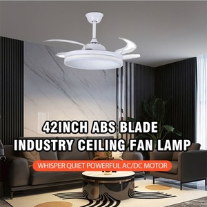 Modern tasarımcı dekoratif geri çekilebilir avize yatak odası uzaktan kumanda ile fantezi Led tavan vantilatörleri - Product Image 2