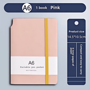 Wholesale Small Business <strong>Notebook</strong> A6 A7 Casual Glue Bound Wireless <strong>with</strong> Flap Pocket Strap <strong>Insert</strong> Leather Cover Customizable Logo - Product Image 6