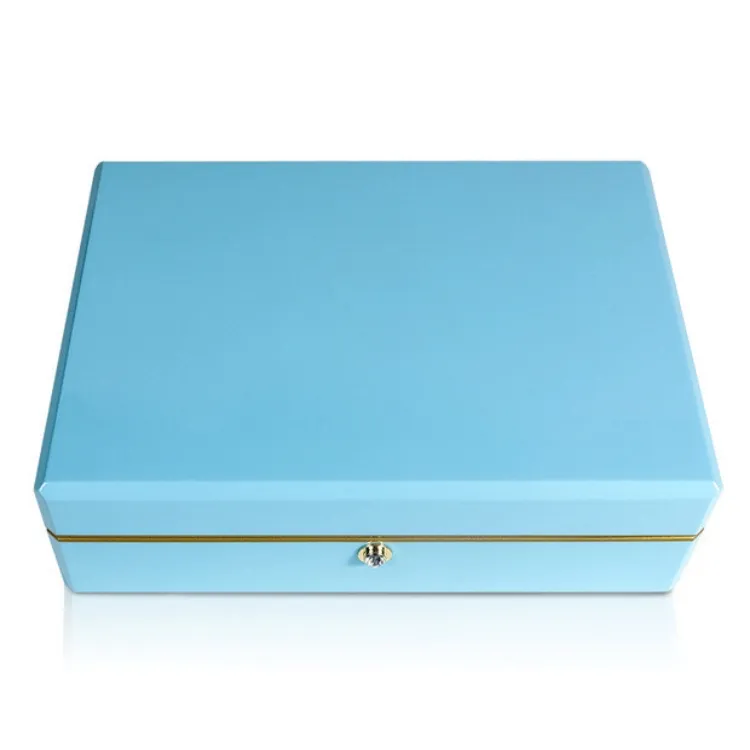 Profissional Personalizado De Luxo Azul Cintura De Ouro Caixas De Madeira Saffron 3gr 5gr 10gr Caixa De Acrílico Dentro Com Bloqueio