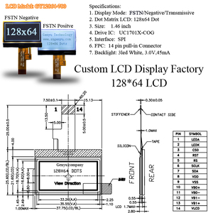 In Stock 128x64 <strong>LCD</strong> Fstn <strong>COG</strong> <strong>LCD</strong> Factory <strong>I2c</strong> Spi St7567 26pin Screen Monochrome <strong>Display</strong> 12864 Mono <strong>LCD</strong> Graphic <strong>Display</strong> - Product Image 5