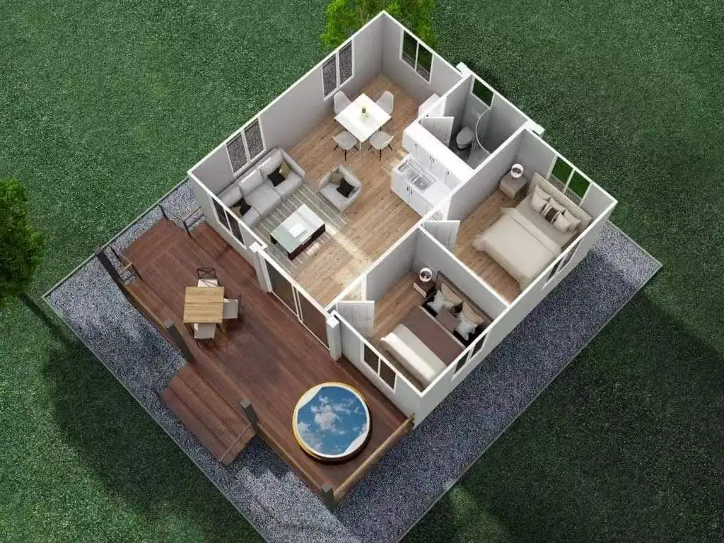 20 Ft Prefab Uitbreidbaar Containerhuis Wonen Mobiel Geprefabriceerde Villa Huis Vouwhuis