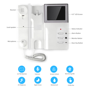 Alta calidad 4 cables 4,3 pulgadas HD Video puerta teléfono sistema de intercomunicación de 2 vías para cámara de Color al aire libre protección de seguridad de la casa - Product Image 2