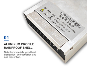 หม้อแปลงไฟฟ้า LED 24V AC220V กันฝนเป็น DC12V/400W สำหรับป้ายโฆษณาไฟแถบกระจาย LED - Product Image 2