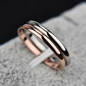 不锈钢薄2毫米戒指女士银玫瑰金时尚亚马逊每日简单精致情侣戒指饰品