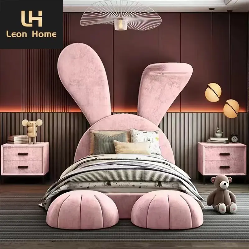 Üretici özelleştirme lüks yatak odası mobilyası Villa ev yatak odası çocuk yatağı Modern lüks hayvan tavşan yatak
