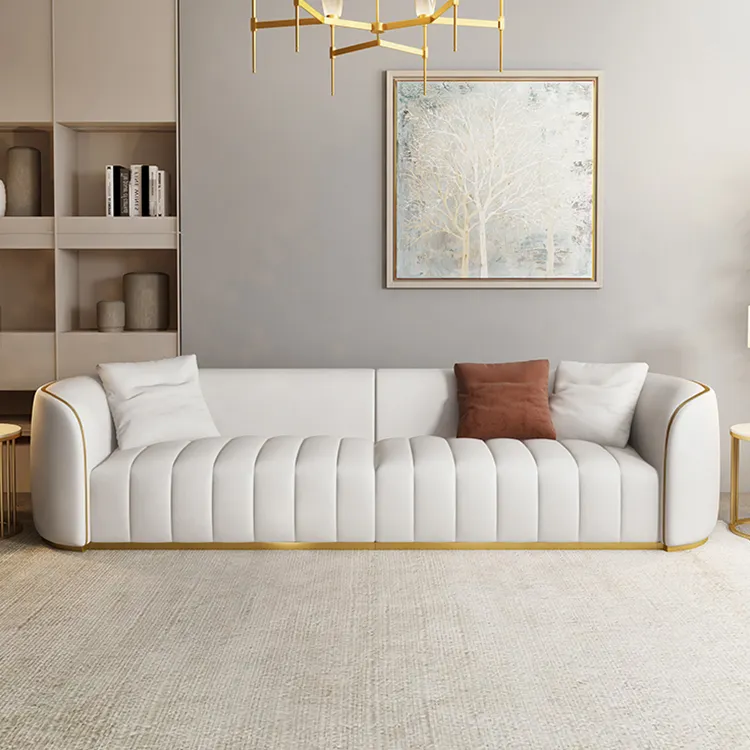 Sofá de couro italiano design moderno, sofá de couro italiano