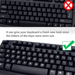 Universal English US <strong>Keyboard</strong> Stickers, Full Set of Computer Individual Keycaps <strong>Replacement</strong> <strong>Keys</strong> Black Background White Letters - Product Image 4