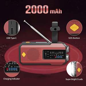Solar Emergency <strong>Wind</strong> <strong>up</strong> Radio, Portable Hand Crank AM/FM Radio With SOS Alarm <strong>LED</strong> Torch, 2000mAh USB Phone Charger - Product Image 6