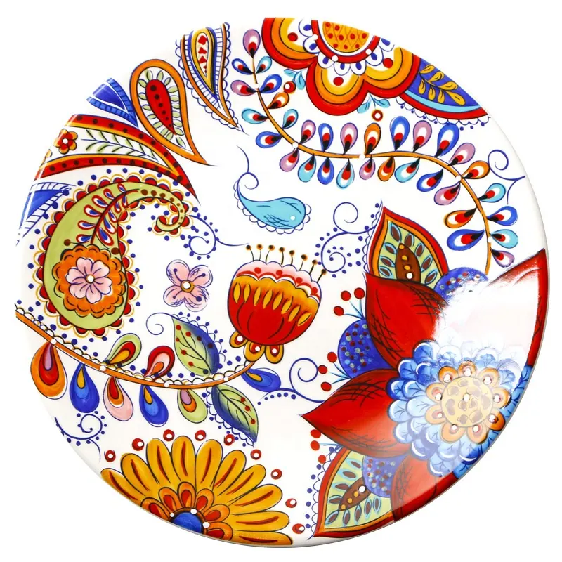Креативная ручная роспись круглая керамика десертная тарелка богемный обеденный набор