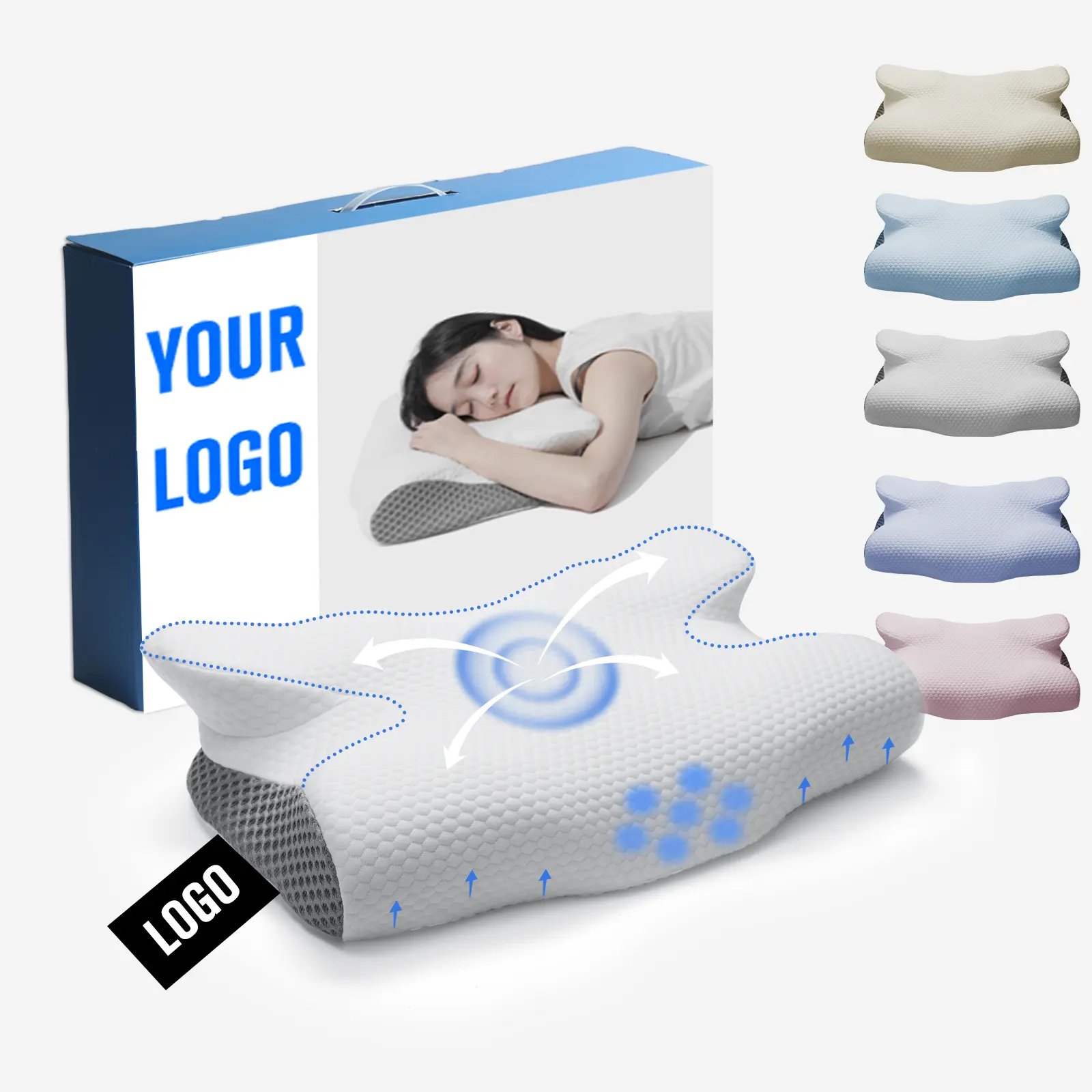 HNOS OEM ODM Other Function Cervic Contour Ergonomic Orthopedic Custom Cervical Bed Memory Foam Pillow for Sleeping Comfortable