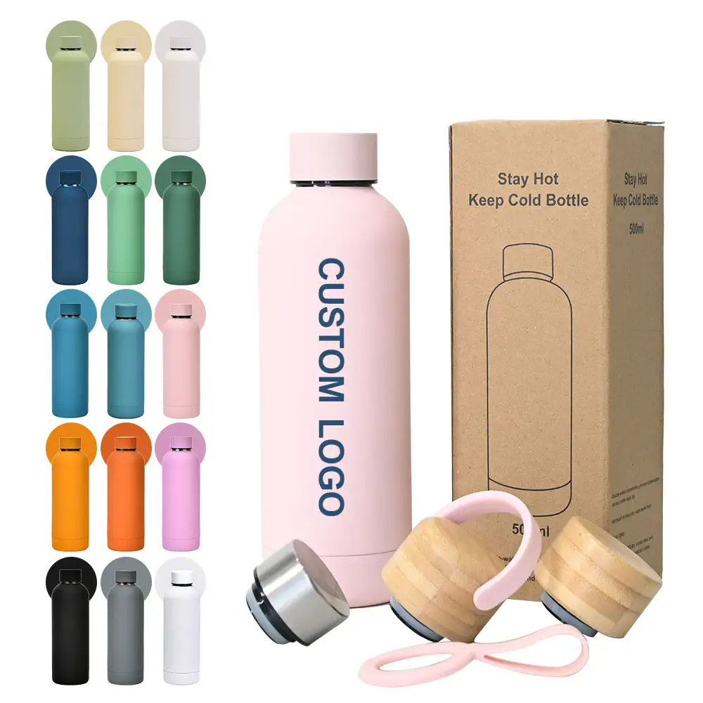 Low MOQ Factory Customized Vacuum Insulated Thermal Drink Bottle Black Double Wall Stainless Steel Water Bottle With Custom Logo