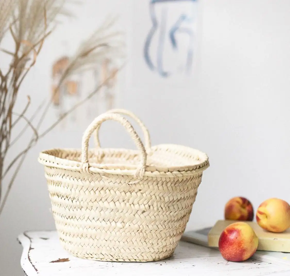 Natural Craft high-capacity handle rattan straw woven basket bag