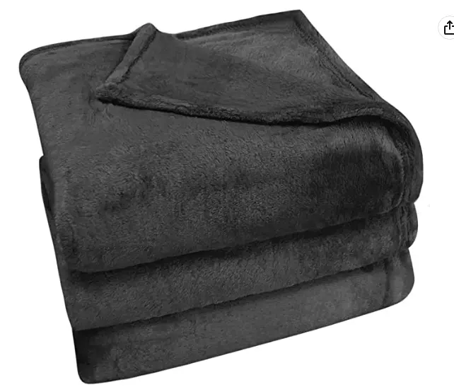 ผ้าห่มขนแกะสักหลาดโยนผ้าห่มบ้านสีดำที่สวยหรูสบายผ้าห่มขนแกะสักหลาดสีดำ
