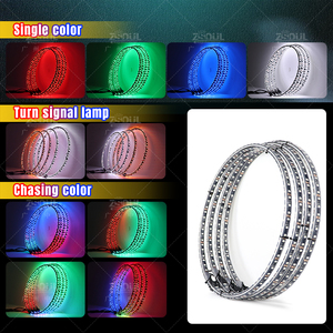 12/14/15.5/17 Inch RGBW Wheel Ring <strong>Light</strong> Chasing Color and Pure White Color Wheel Rim <strong>Light</strong> with Brake and Turn Signal Function
