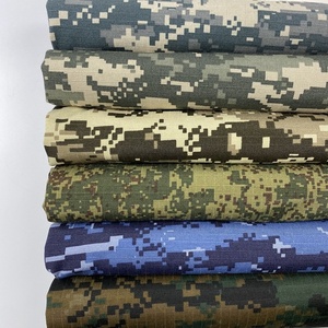 现代风格蓝色涤纶t/c 80/20防撕裂迷彩聚棉马赛克印花工作服面料 - Product Image 1