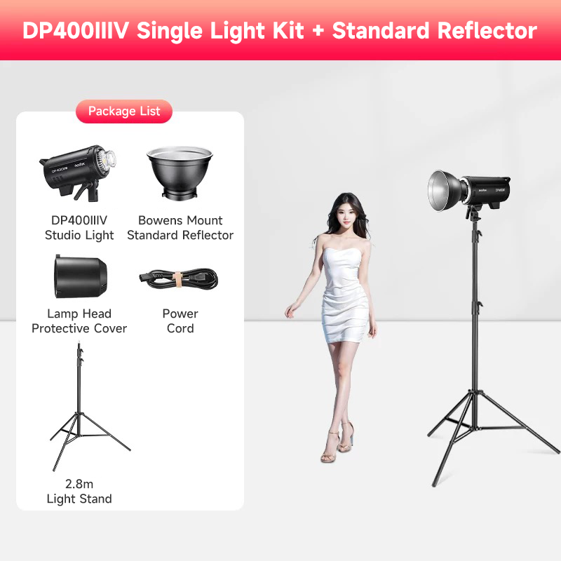 DP400IIIV + Standard Cover + 2.8m Light Stand