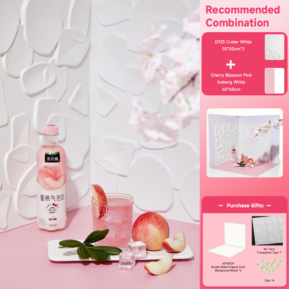 Cratère blanc + panneau arrière rose-blanc