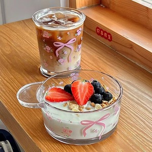 แก้วกาแฟรูปโบว์สีชมพูใสขนาด350มล. สำหรับดื่มชาแก้วกาแฟใช้ในบ้านเบียร์น้ำเบียร์ใช้ในบ้าน - Product Image 4
