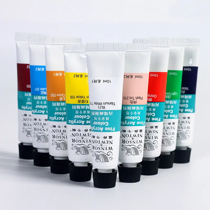 Winsor & Newton, 12/18/24 colores, 10ml, tubo de aluminio profesional para artistas, juego de pintura de color acrílico para suministros de arte