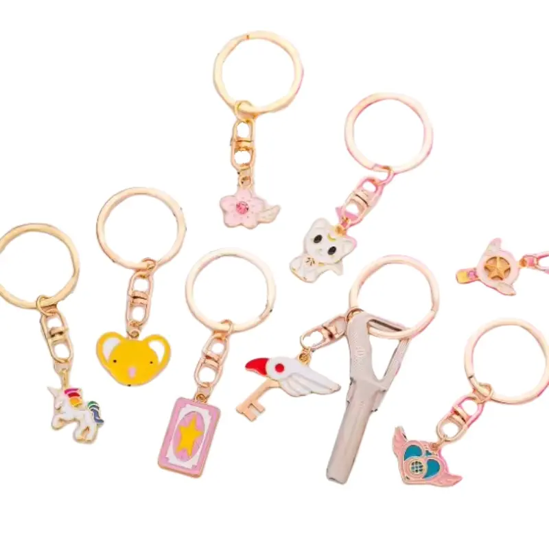 الإبداعية تصميم الكورية لطيف فتاة القلب المعادن سلسلة مفاتيح من الكرتون هدية