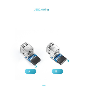 9针主板至2端口USB2.0双USB A 9针母适配器转换器印刷电路板卡扩展器内部计算机连接器 - Product Image 1