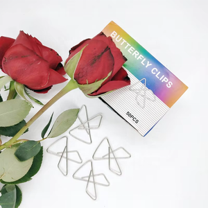 Thiết Kế Đặc Biệt Vật Liệu Kim Loại Bướm Hình Dạng Giấy Clip Mì Ống Hồ Sơ Màu Bạc Kawaii Dễ Thương Bookmark Clip - Product Image 2